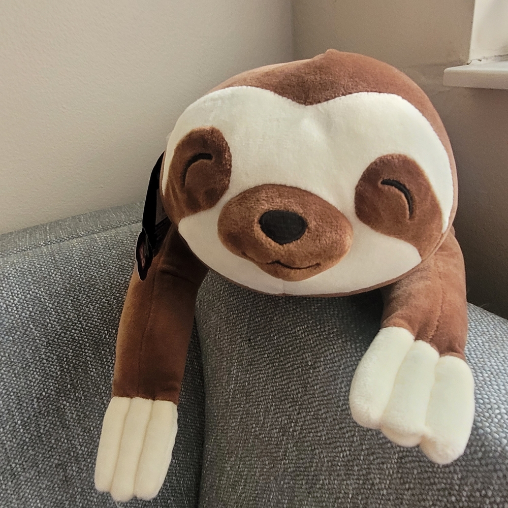 NEW Snoozimals 20inch Brown Plush Toy Sloth Pillow Cuddle Sleep